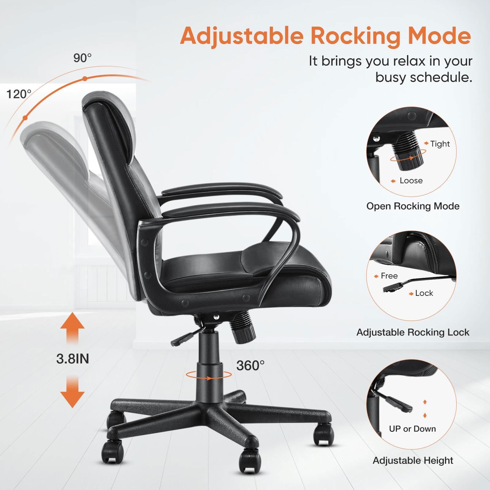 Executive Swivel Task Chair for Home and Office Adjustable Height Modern PU Leather himalipasal