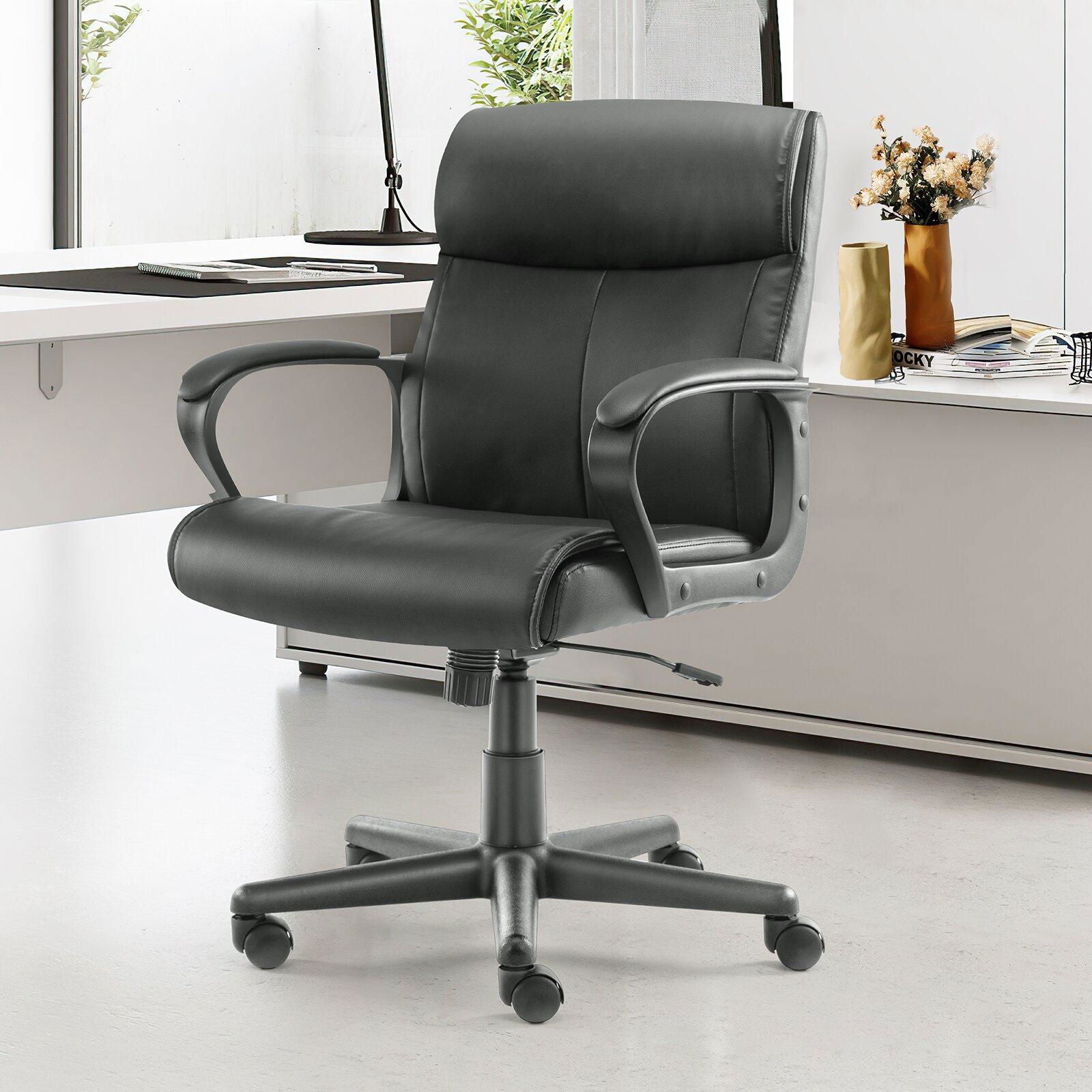 Executive Swivel Task Chair for Home and Office Adjustable Height Modern PU Leather himalipasal