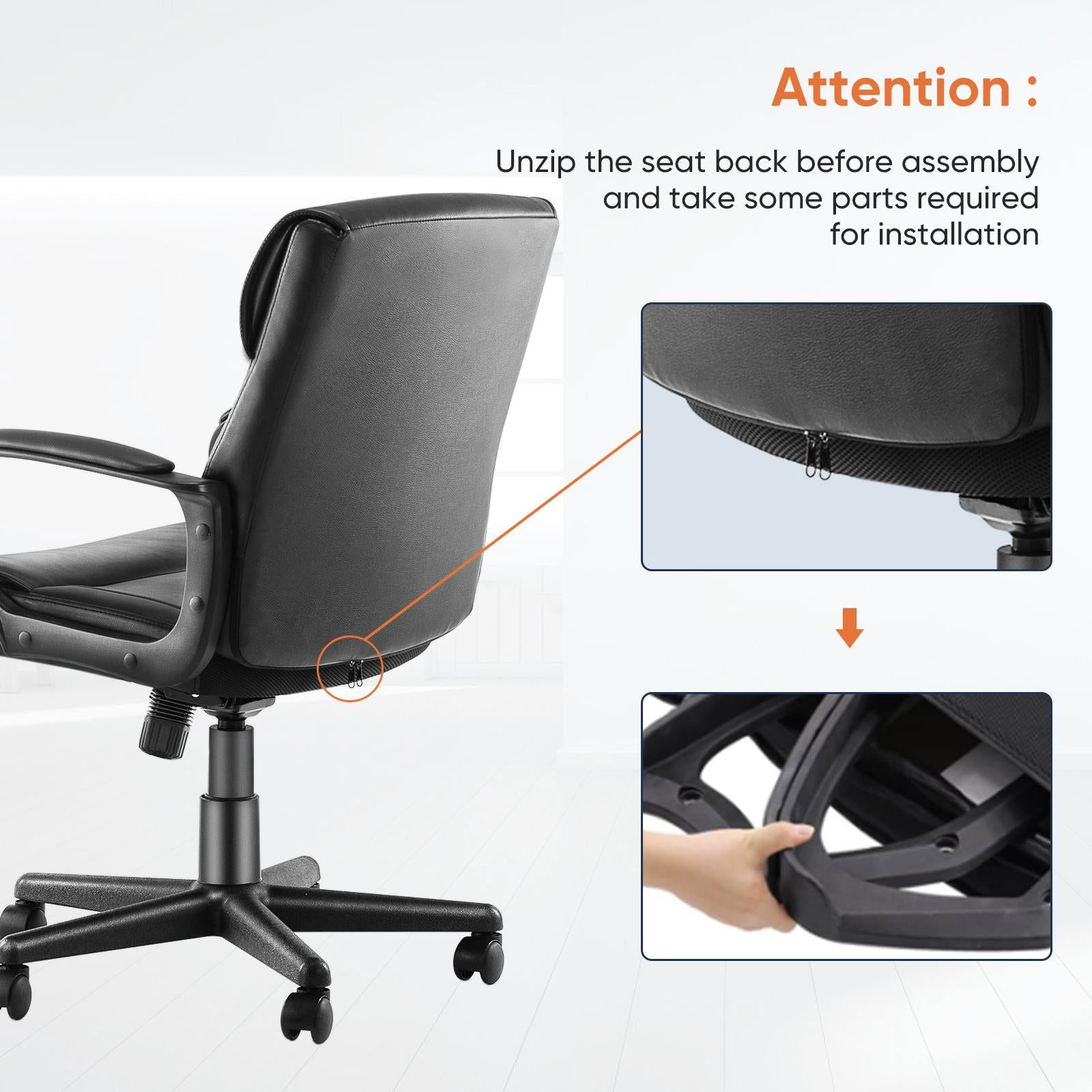 Executive Swivel Task Chair for Home and Office Adjustable Height Modern PU Leather himalipasal