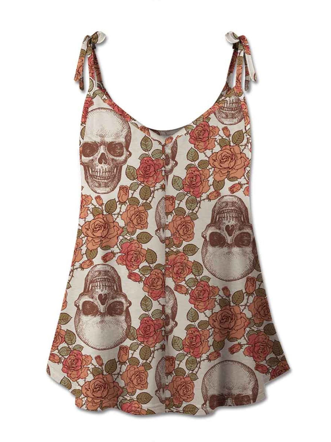 FAM-FAM Skull Scoop Neck Tie Shoulder Cami himalipasal