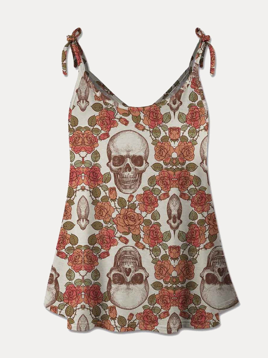 FAM-FAM Skull Scoop Neck Tie Shoulder Cami himalipasal