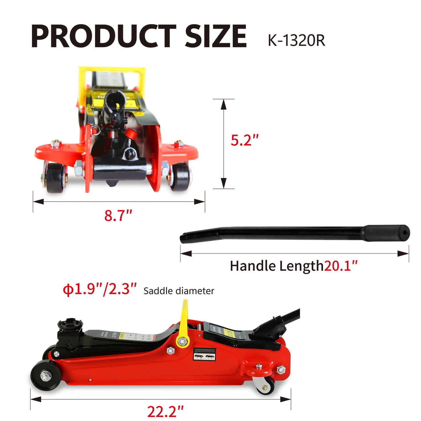 Floor Jack, 2 Ton Low Profile Floor Jack, 3t jack stand Tire Repair Kit Heavy Duty Steel Racing Floor Jack with Single Piston Quick Lift Pump, Floor Jack Lifting Range 3.3"-15.2" himalipasal