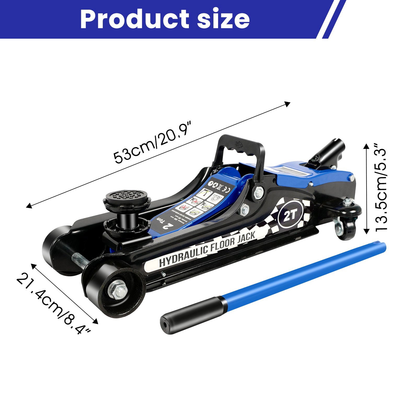 Floor Jack,2Ton/4400lbs Low Profile Floor Jack,Hydraulic floor jack Lifting range 85mm/3.35"-360mm/14.17",Blue himalipasal