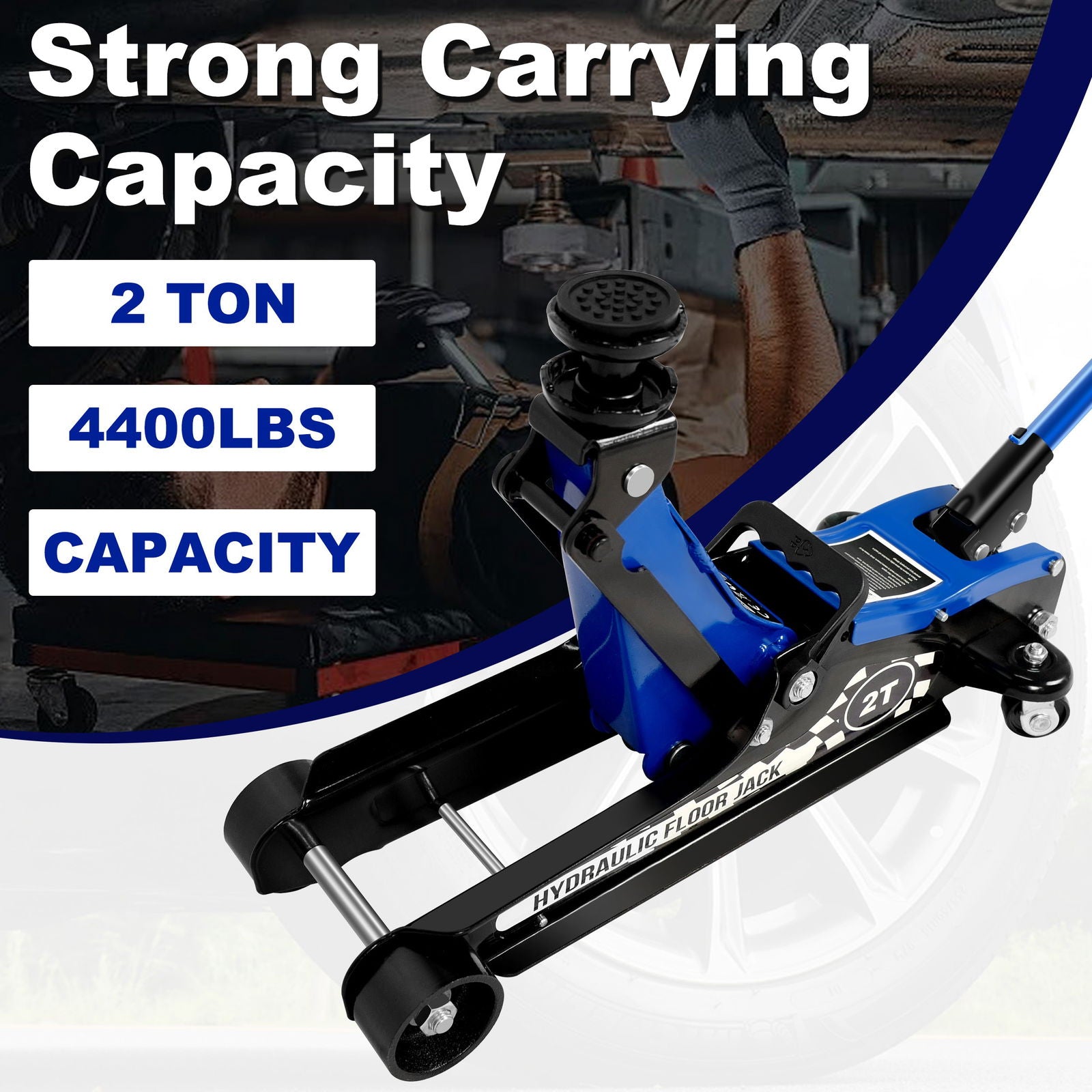 Floor Jack,2Ton/4400lbs Low Profile Floor Jack,Hydraulic floor jack Lifting range 85mm/3.35"-360mm/14.17",Blue himalipasal