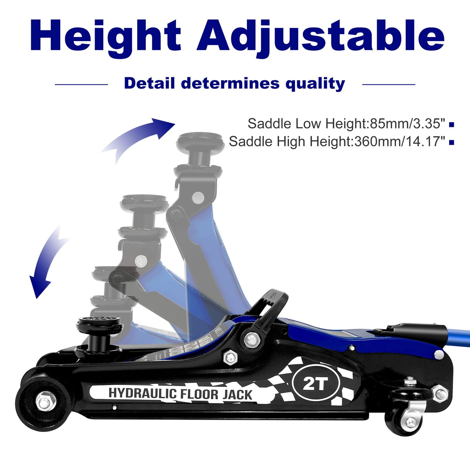 Floor Jack,2Ton/4400lbs Low Profile Floor Jack,Hydraulic floor jack Lifting range 85mm/3.35"-360mm/14.17",Blue himalipasal