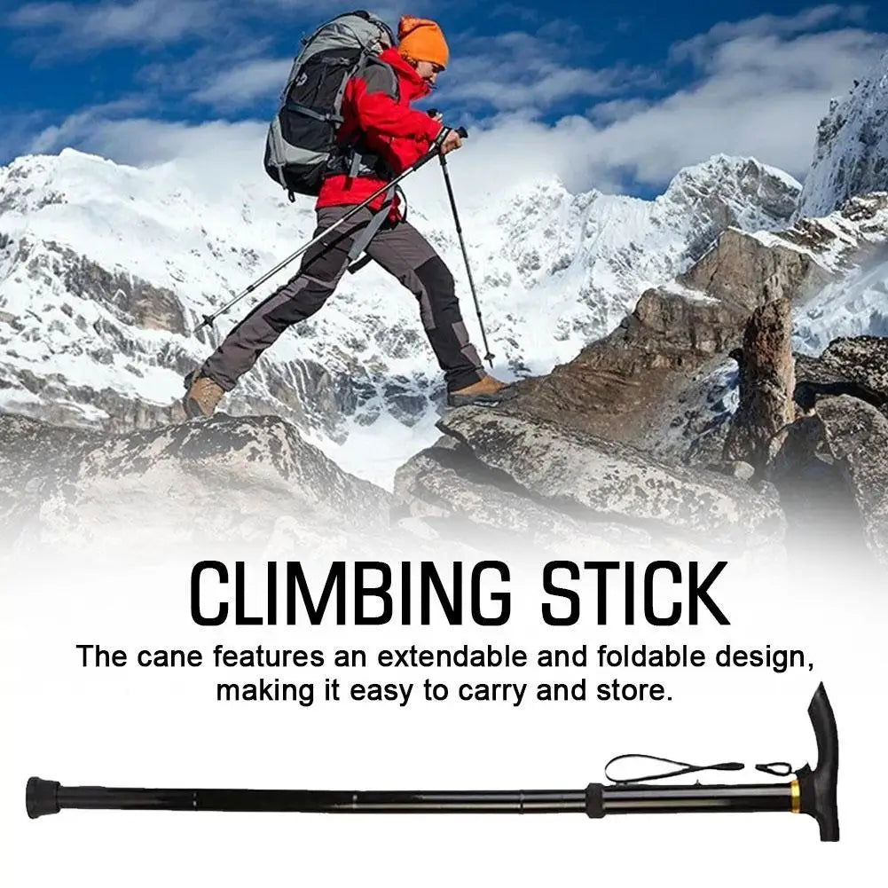 Foldable Walking Stick Anti-Slip Outdoor Hiking Camping Climbing Mountaineering Extendable Sturdy Disability Cane Unisex I9S5 himalipasal