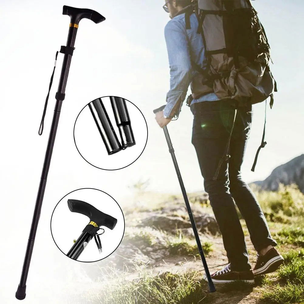 Foldable Walking Stick Anti-Slip Outdoor Hiking Camping Climbing Mountaineering Extendable Sturdy Disability Cane Unisex I9S5 himalipasal