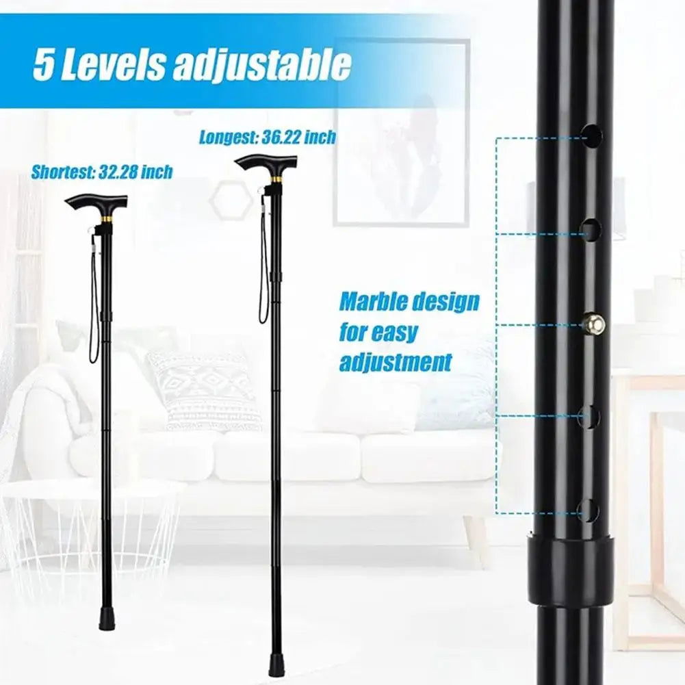 Foldable Walking Stick Anti-Slip Outdoor Hiking Camping Climbing Mountaineering Extendable Sturdy Disability Cane Unisex I9S5 himalipasal