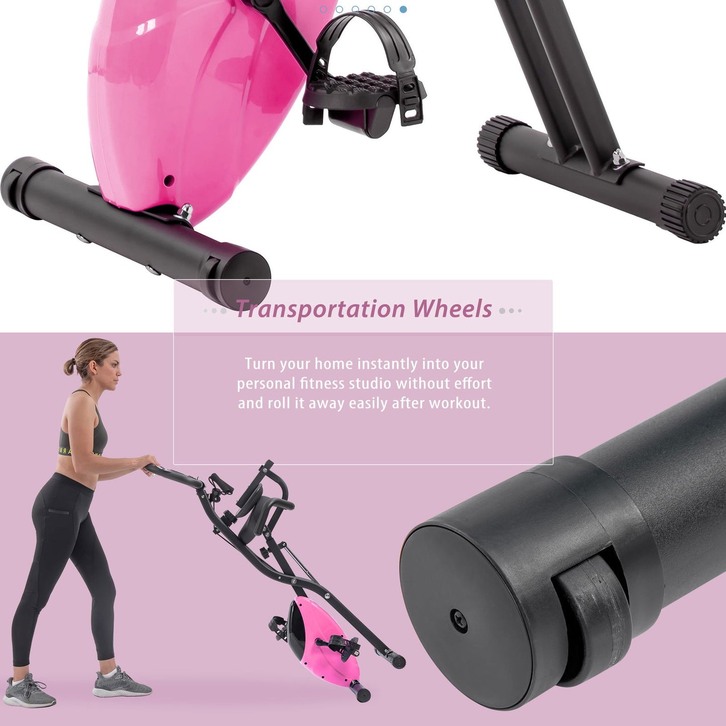 Folding Exercise Bike, Fitness Upright and Recumbent X-Bike with 16-Level Adjustable Resistance, Arm Bands and Backrest himalipasal