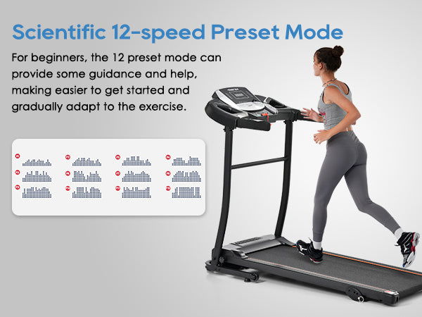 Folding Treadmill Electric Running Machine 2.5HP Motor 300LBS Weight Capacity Walking Jogging Machine with 3 Level Incline 12 Preset Programs for Home Gym himalipasal