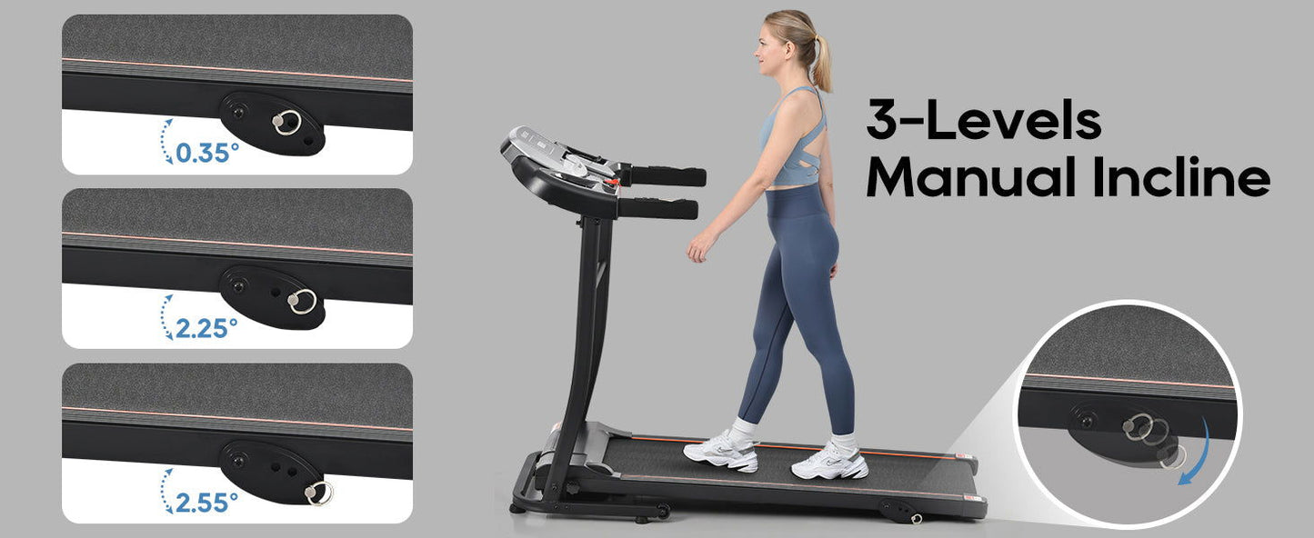 Folding Treadmill Electric Running Machine 2.5HP Motor 300LBS Weight Capacity Walking Jogging Machine with 3 Level Incline 12 Preset Programs for Home Gym himalipasal