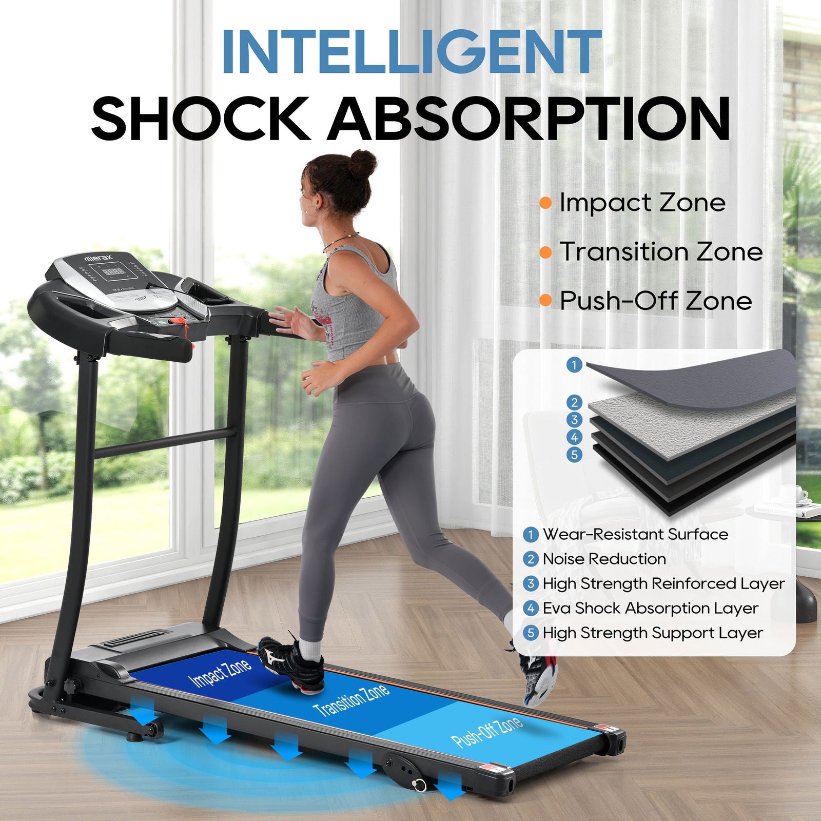 Folding Treadmill Electric Running Machine 2.5HP Motor 300LBS Weight Capacity Walking Jogging Machine with 3 Level Incline 12 Preset Programs for Home Gym himalipasal