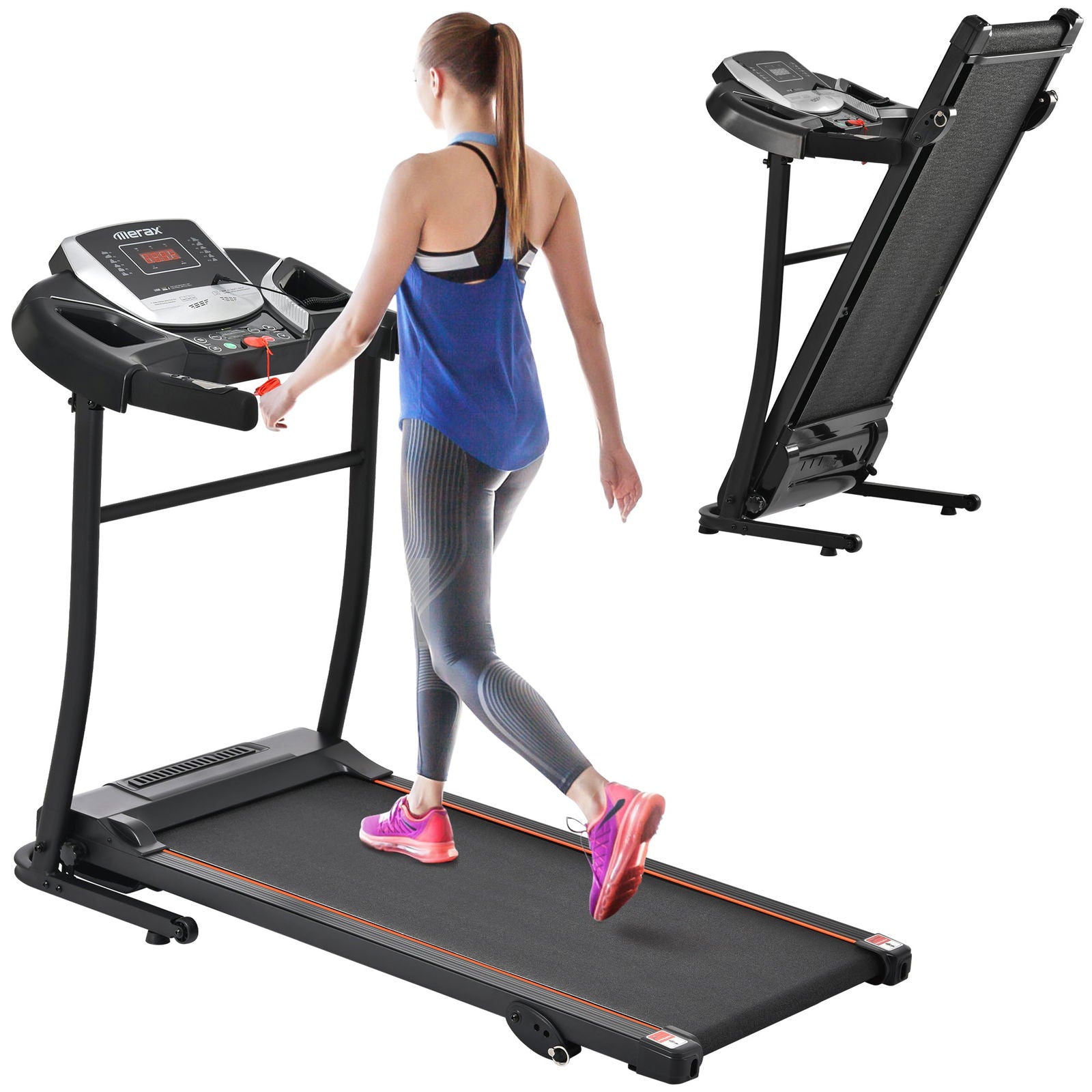 Folding Treadmill Electric Running Machine 2.5HP Motor 300LBS Weight Capacity Walking Jogging Machine with 3 Level Incline 12 Preset Programs for Home Gym himalipasal