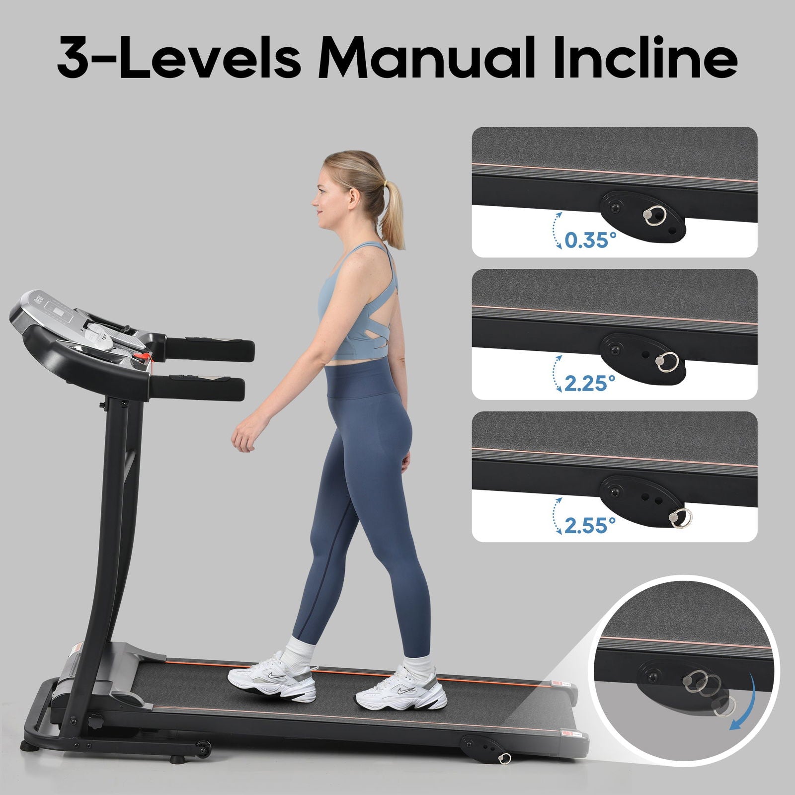 Folding Treadmill Electric Running Machine 2.5HP Motor 300LBS Weight Capacity Walking Jogging Machine with 3 Level Incline 12 Preset Programs for Home Gym himalipasal