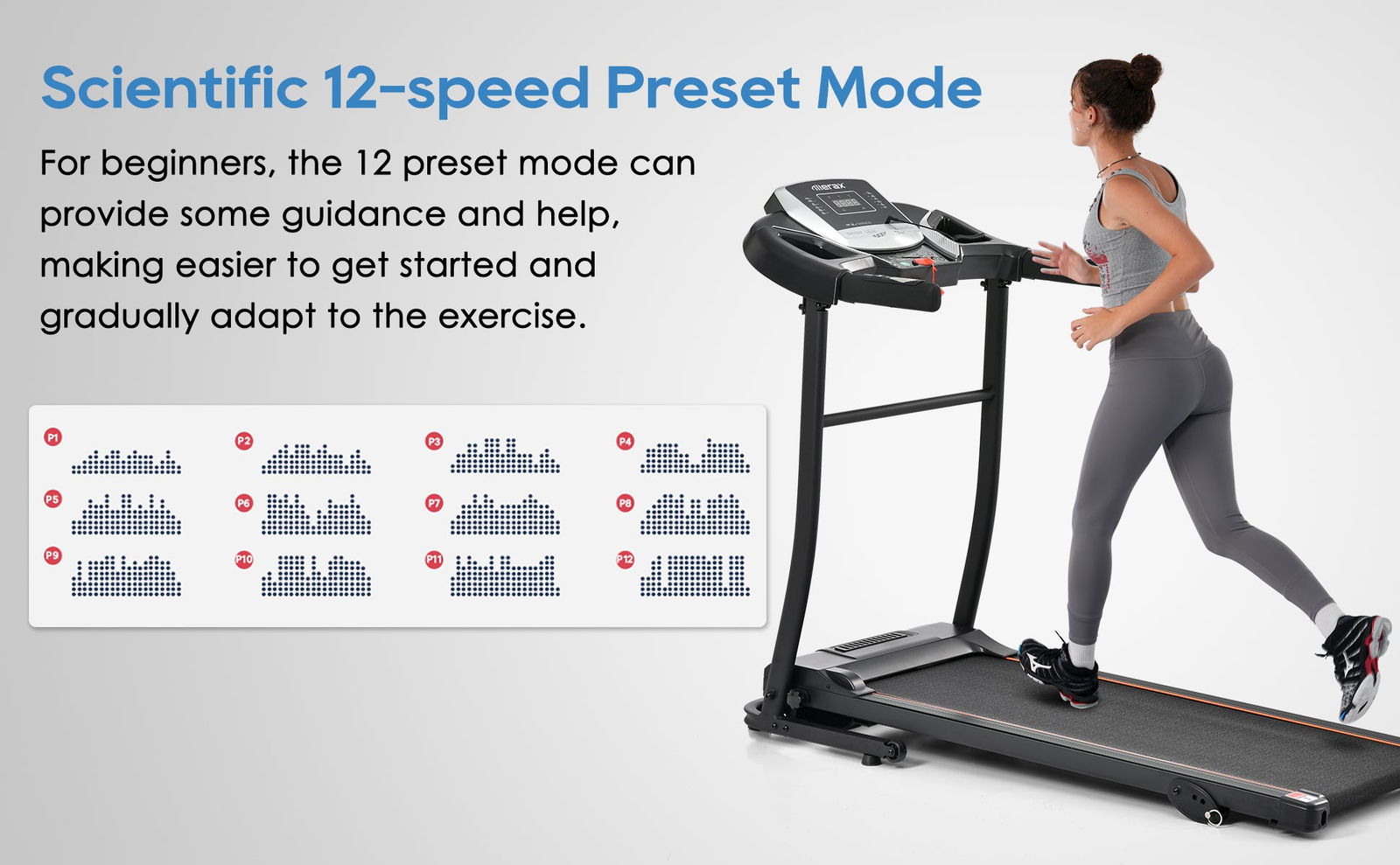 Folding Treadmill Electric Running Machine 2.5HP Motor 300LBS Weight Capacity Walking Jogging Machine with 3 Level Incline 12 Preset Programs for Home Gym himalipasal