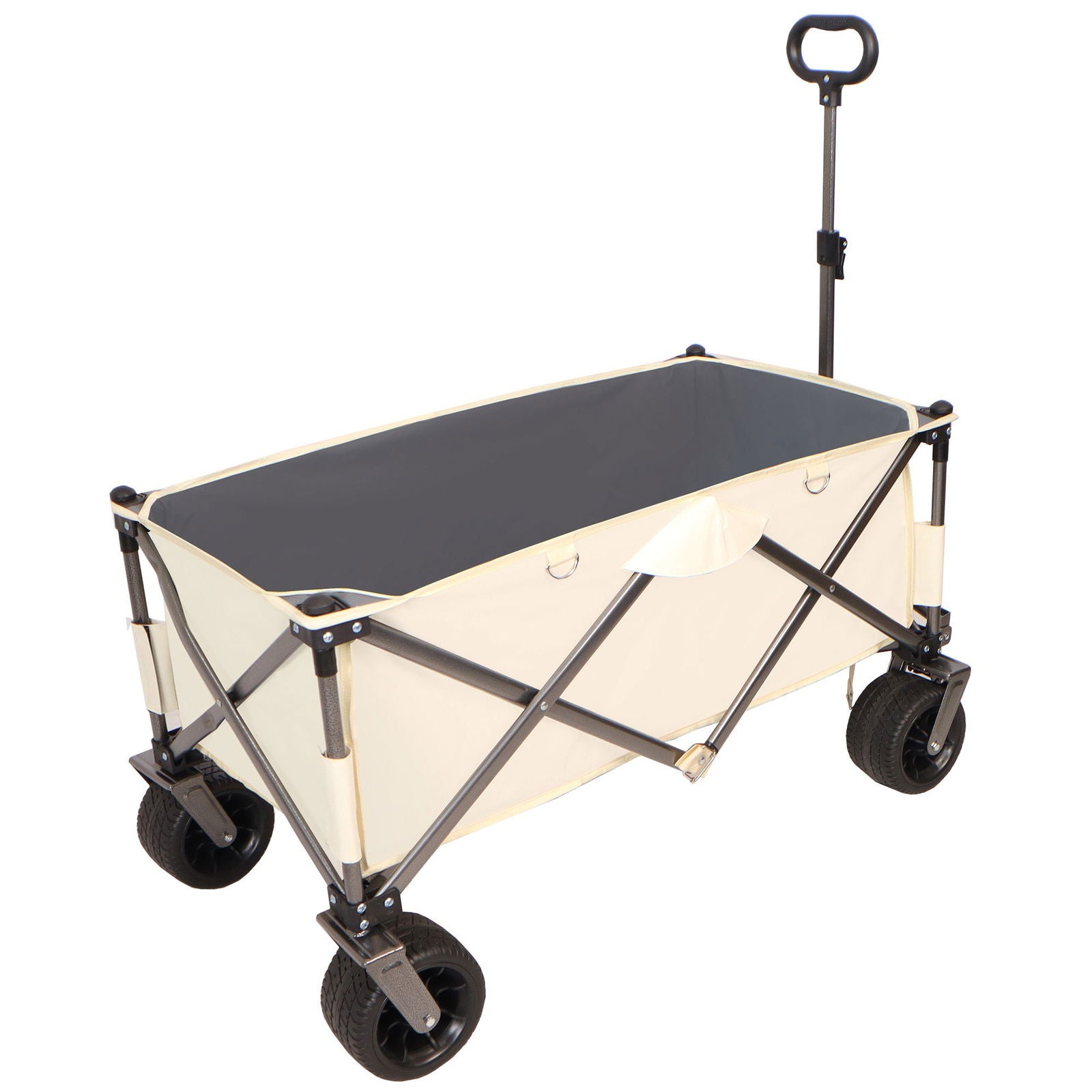 Folding Wagon, Heavy Duty Utility Beach Wagon Cart for Sand with Big Wheels, Adjustable Handle&Drink Holders for Shopping, Camping,Garden and Outdoor himalipasal