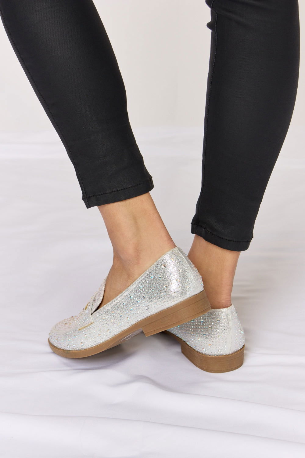 Forever Link Rhinestone Point Toe Loafers himalipasal