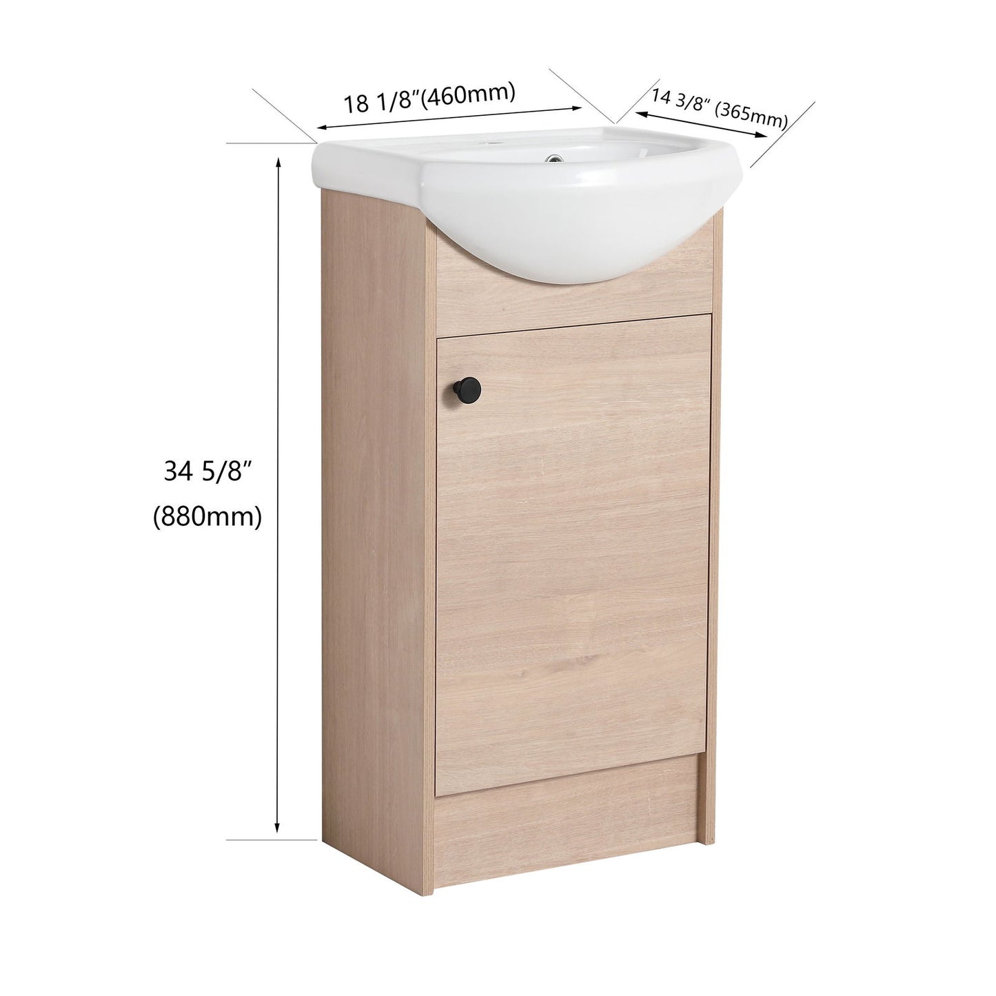 Freestanding 18 Inch Bathroom Vanity, Small Bathroom Vanity With Sink, Bathroom Vanity and Sink Combo (KD-PACKING)-G-BVB02218PLO himalipasal