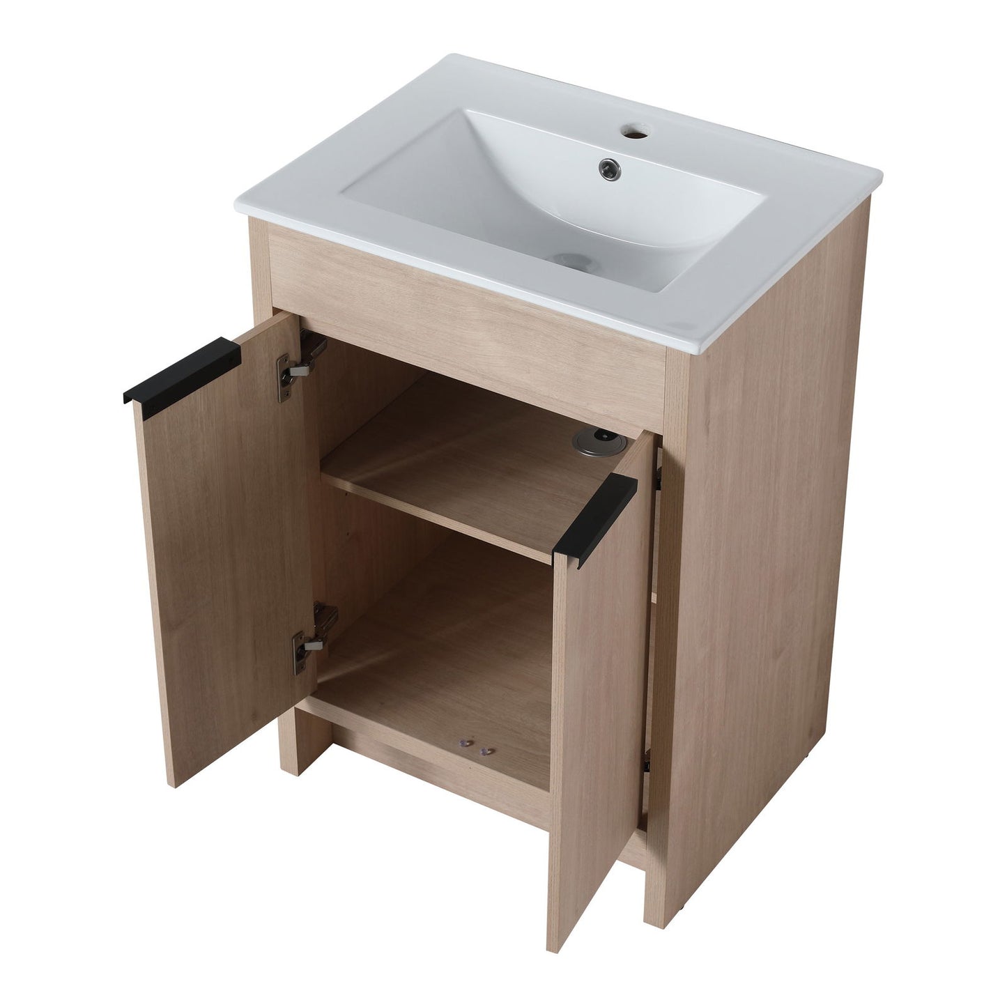 Freestanding Bathroom Vanity with White Ceramic Sink & 2 Soft-Close Cabinet Doors ((KD-PACKING),BVB02424PLO-G-BL9060B),W1286S00015 himalipasal