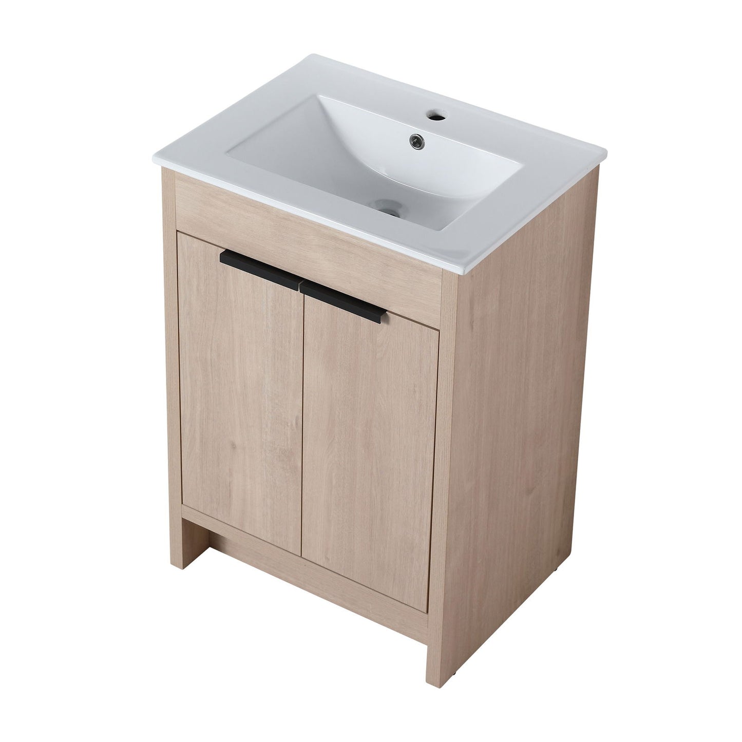 Freestanding Bathroom Vanity with White Ceramic Sink & 2 Soft-Close Cabinet Doors ((KD-PACKING),BVB02424PLO-G-BL9060B),W1286S00015 himalipasal