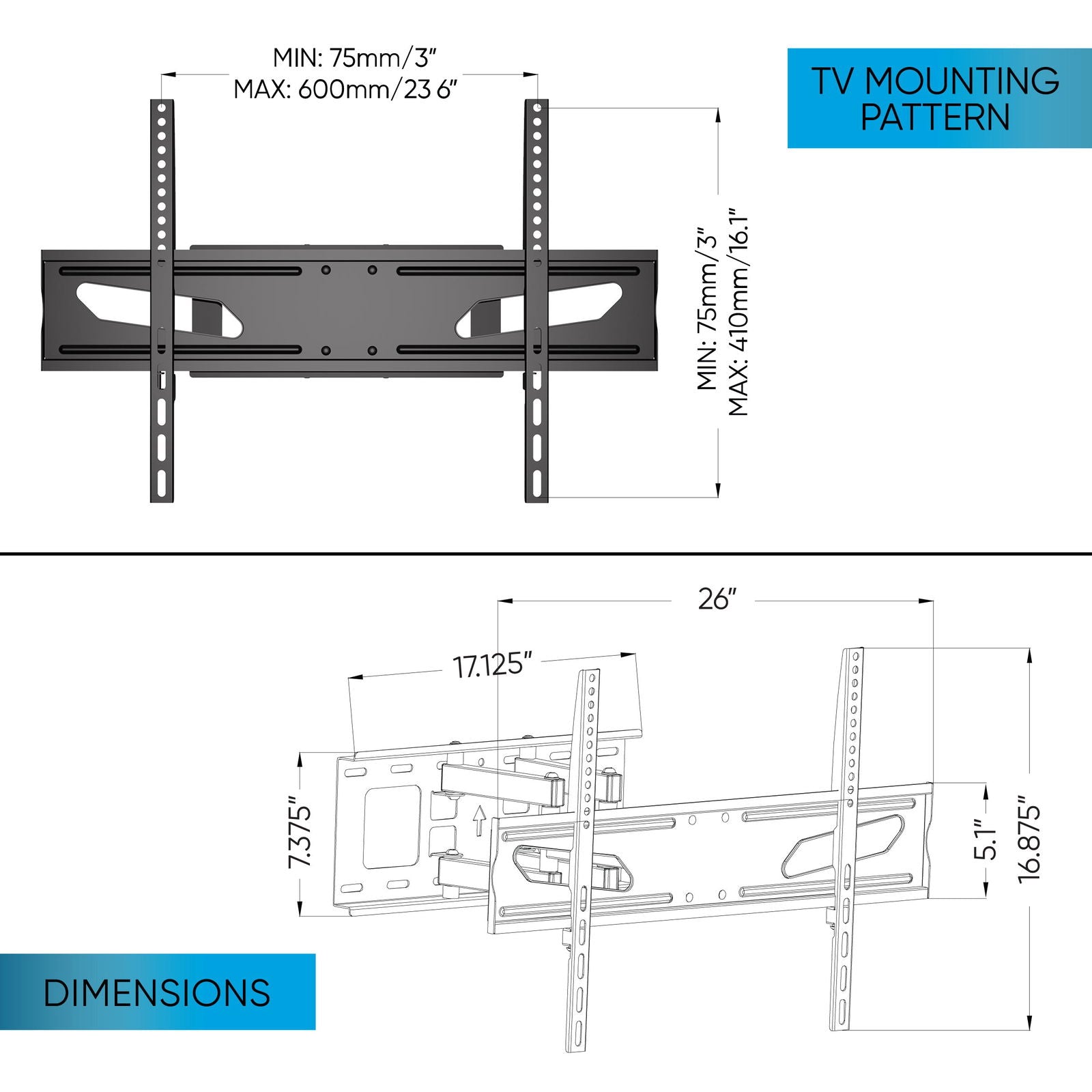 Full Motion, Crafted Steel, TV Mount himalipasal