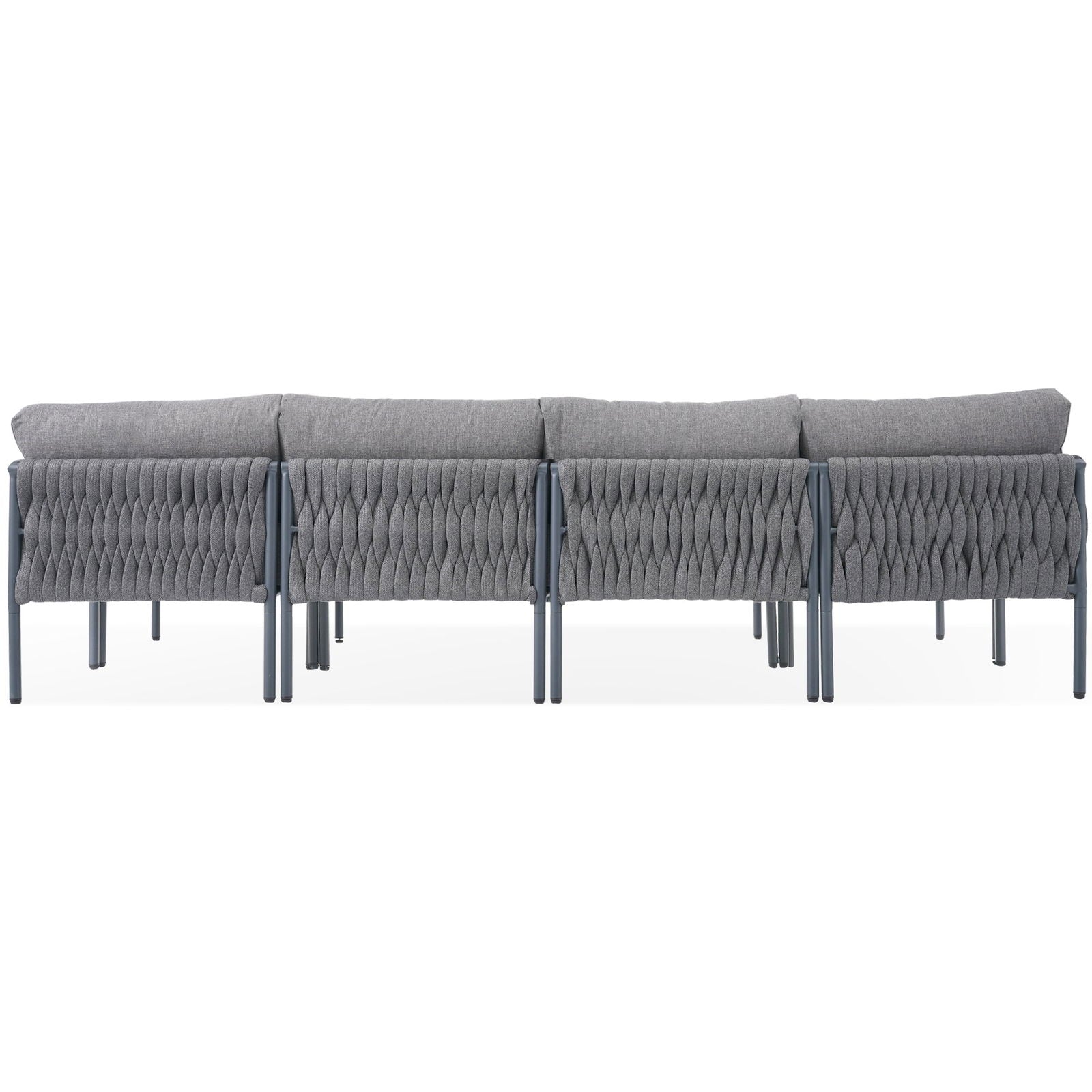 GO 6-Pieces Aluminum Patio Furniture Set, Modern Metal Outdoor Conversation Set Sectional Sofa With Removable Olefin Extra Thick Cushions 5.9" Cushion, Grey himalipasal