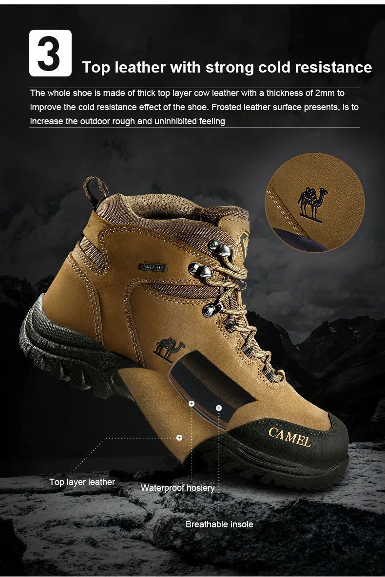 GOLDEN CAMEL Waterproof Hiking Shoes Men and Women Outdoor Anti-Slip Climbing Trekking Shoes for Men 2023 Leather Hiking Boots himalipasal