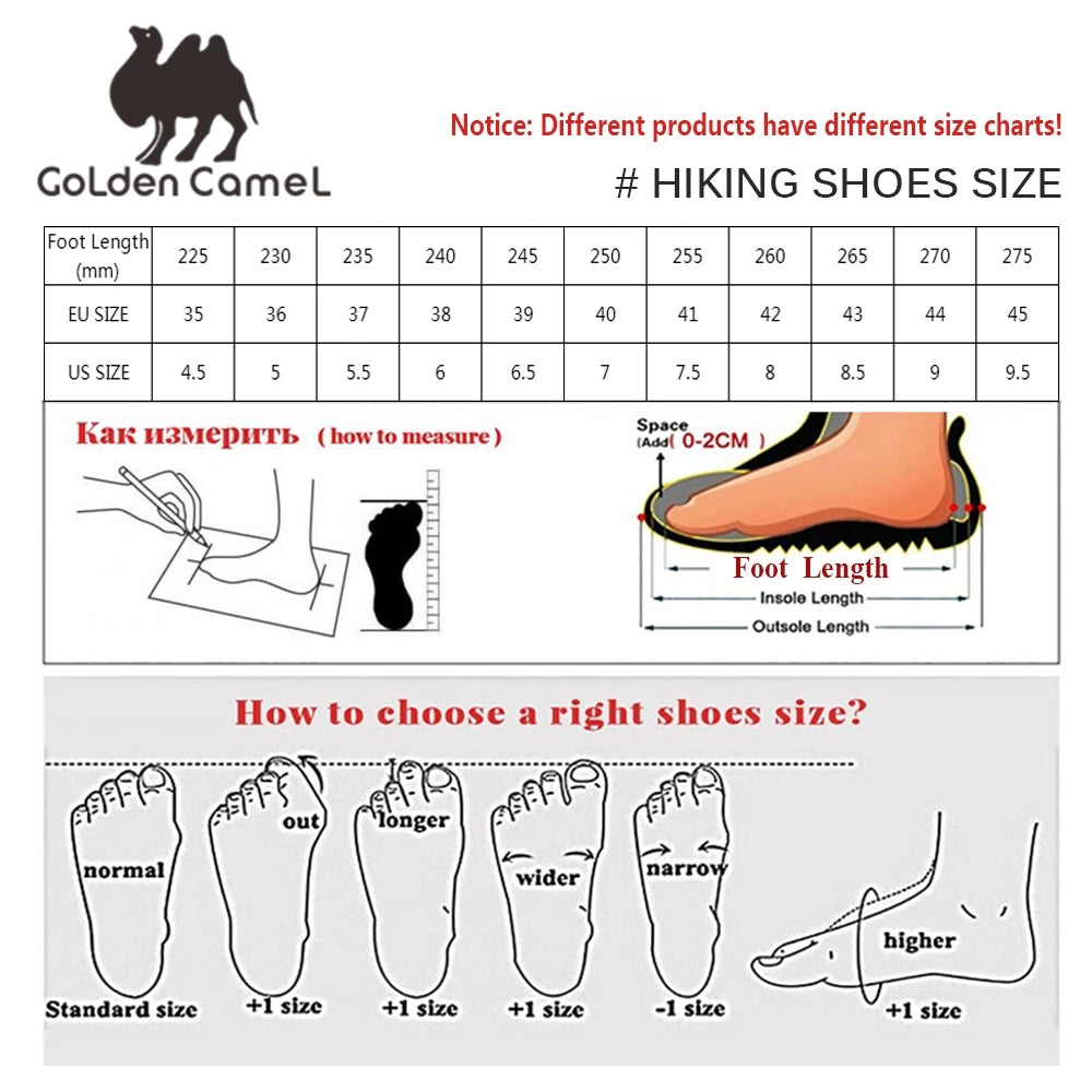 GOLDEN CAMEL Waterproof Hiking Shoes Men and Women Outdoor Anti-Slip Climbing Trekking Shoes for Men 2023 Leather Hiking Boots himalipasal