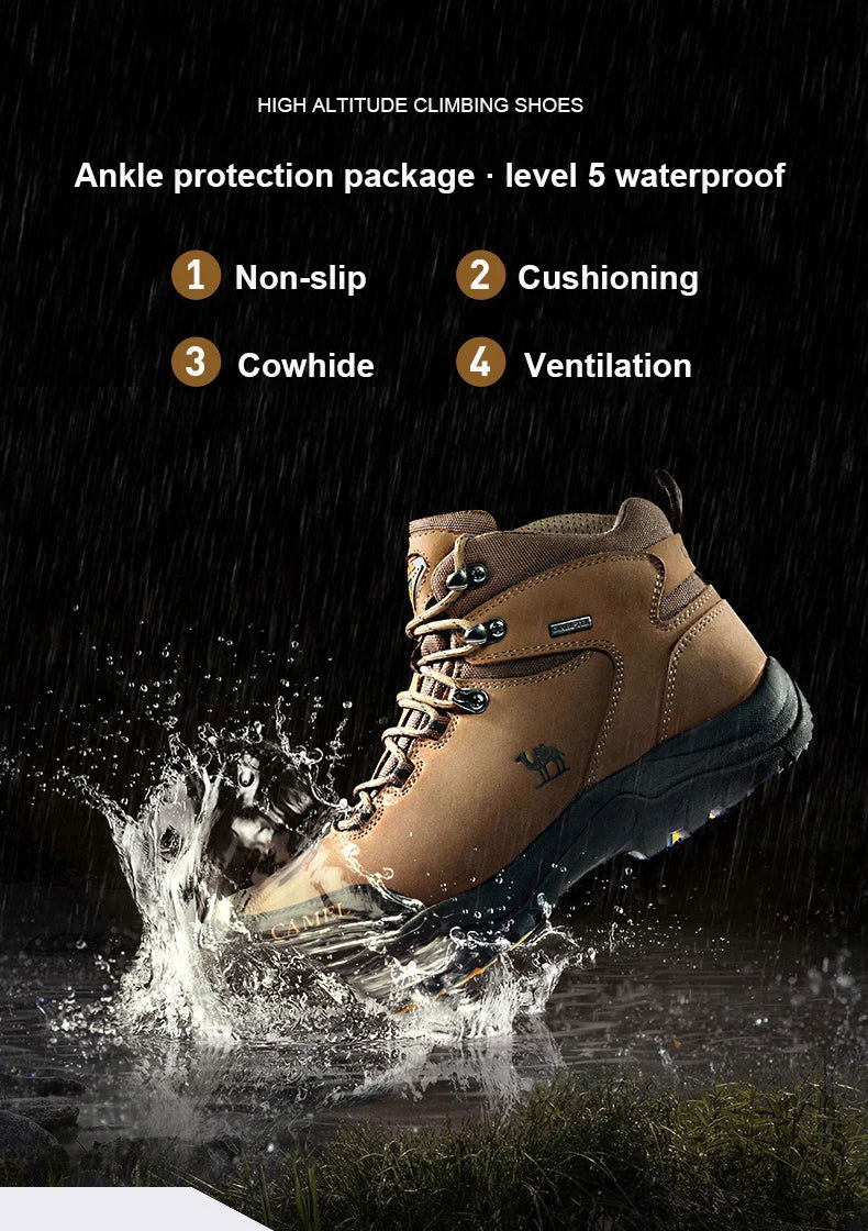 GOLDEN CAMEL Waterproof Hiking Shoes Men and Women Outdoor Anti-Slip Climbing Trekking Shoes for Men 2023 Leather Hiking Boots himalipasal