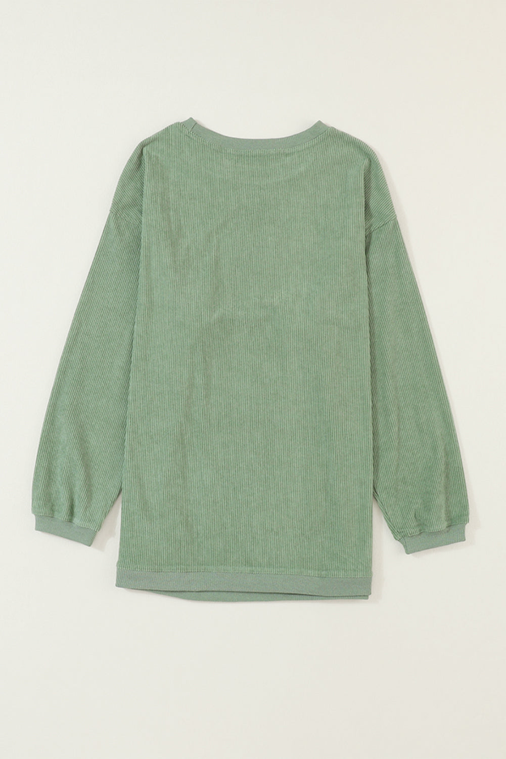 Grass Green Crinkle Rib Drop Shoulder Oversized Sweatshirt himalipasal