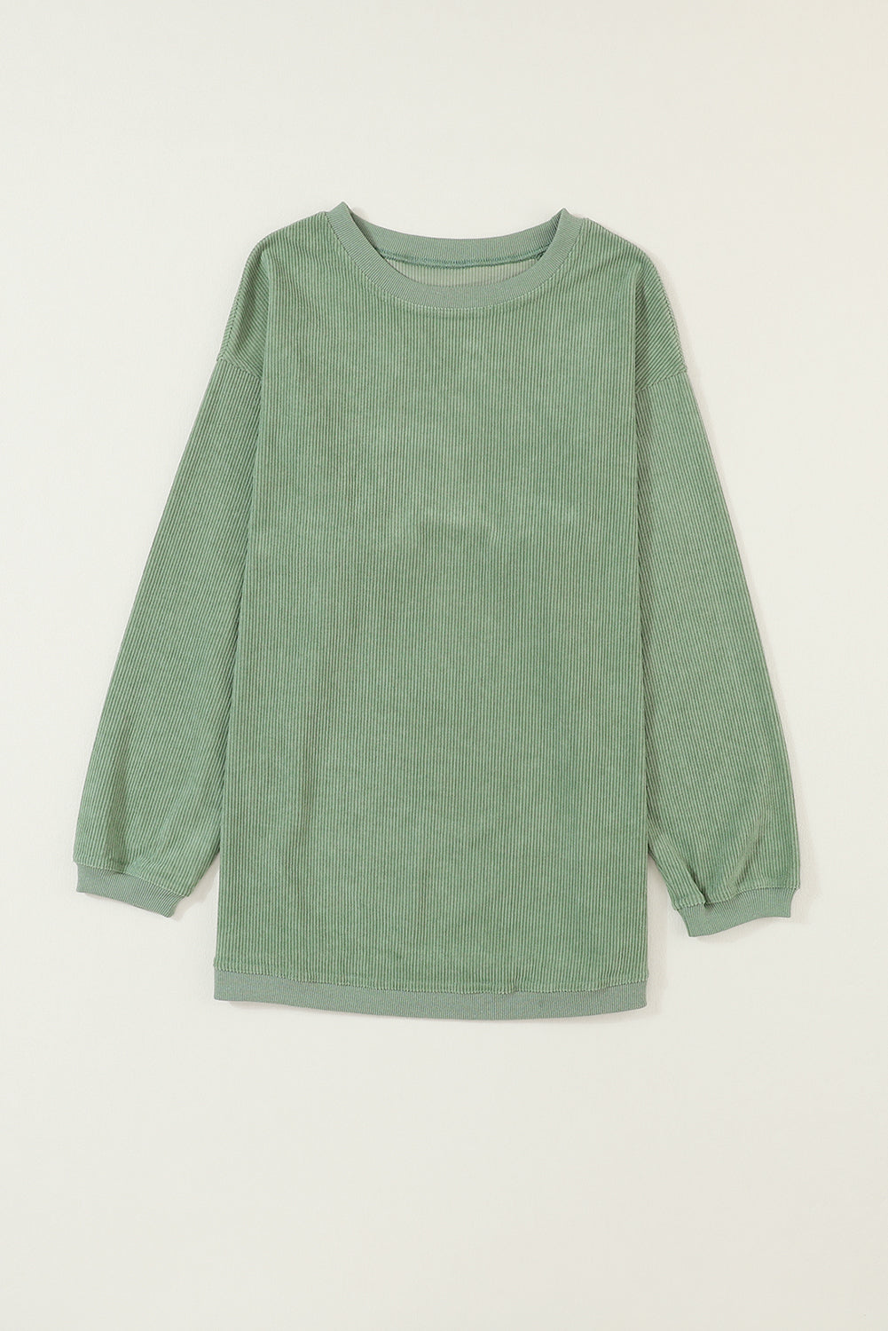 Grass Green Crinkle Rib Drop Shoulder Oversized Sweatshirt himalipasal