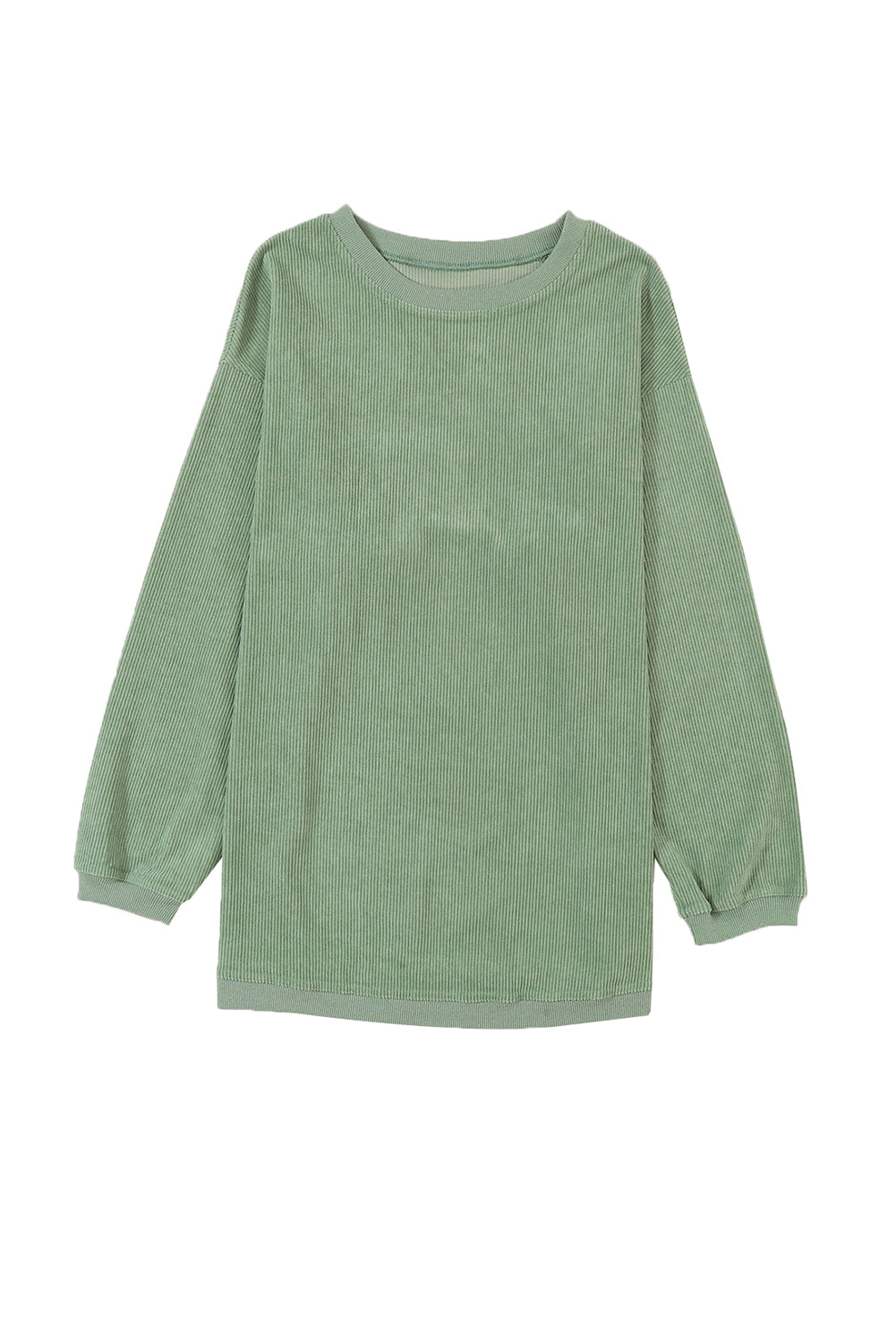 Grass Green Crinkle Rib Drop Shoulder Oversized Sweatshirt himalipasal