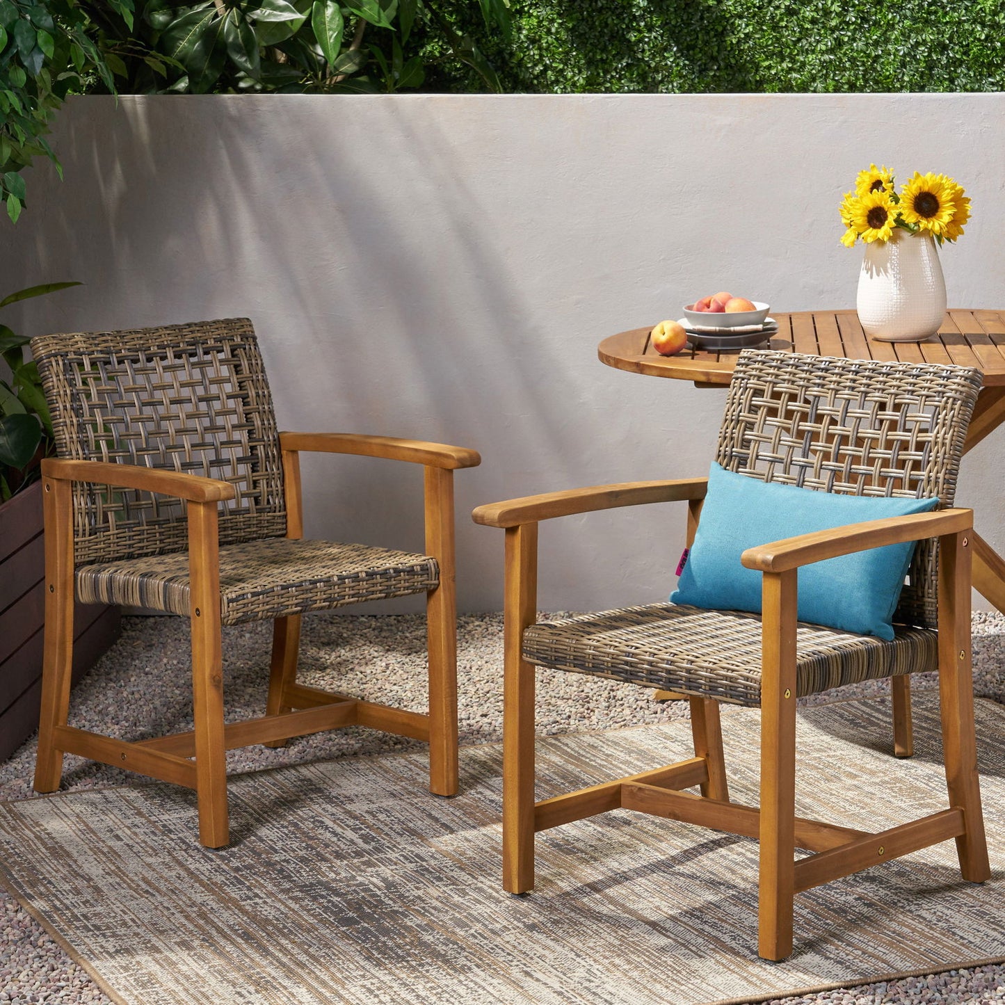 HAMPTON WOOD AND WICKER DINING CHAIR( SET OF 2 ) himalipasal