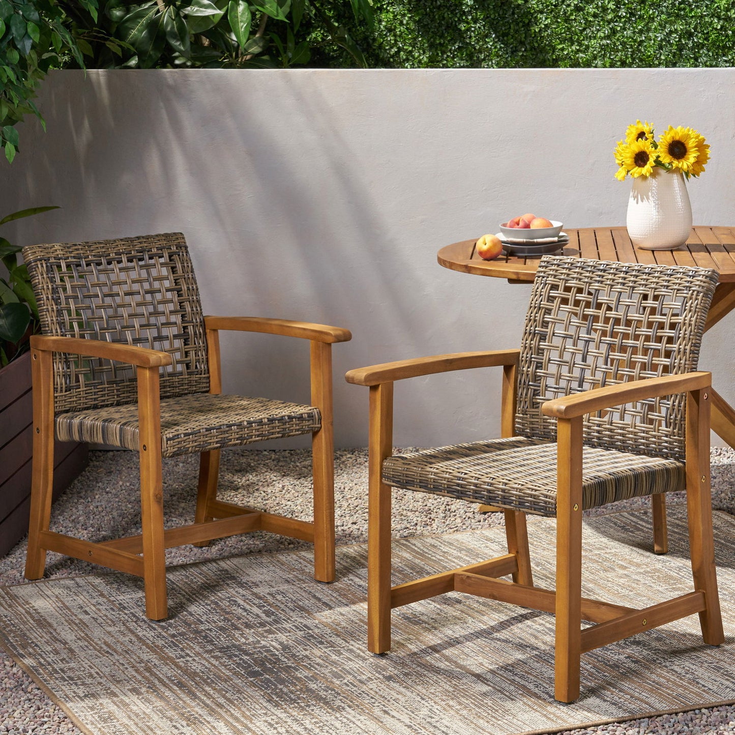 HAMPTON WOOD AND WICKER DINING CHAIR( SET OF 2 ) himalipasal