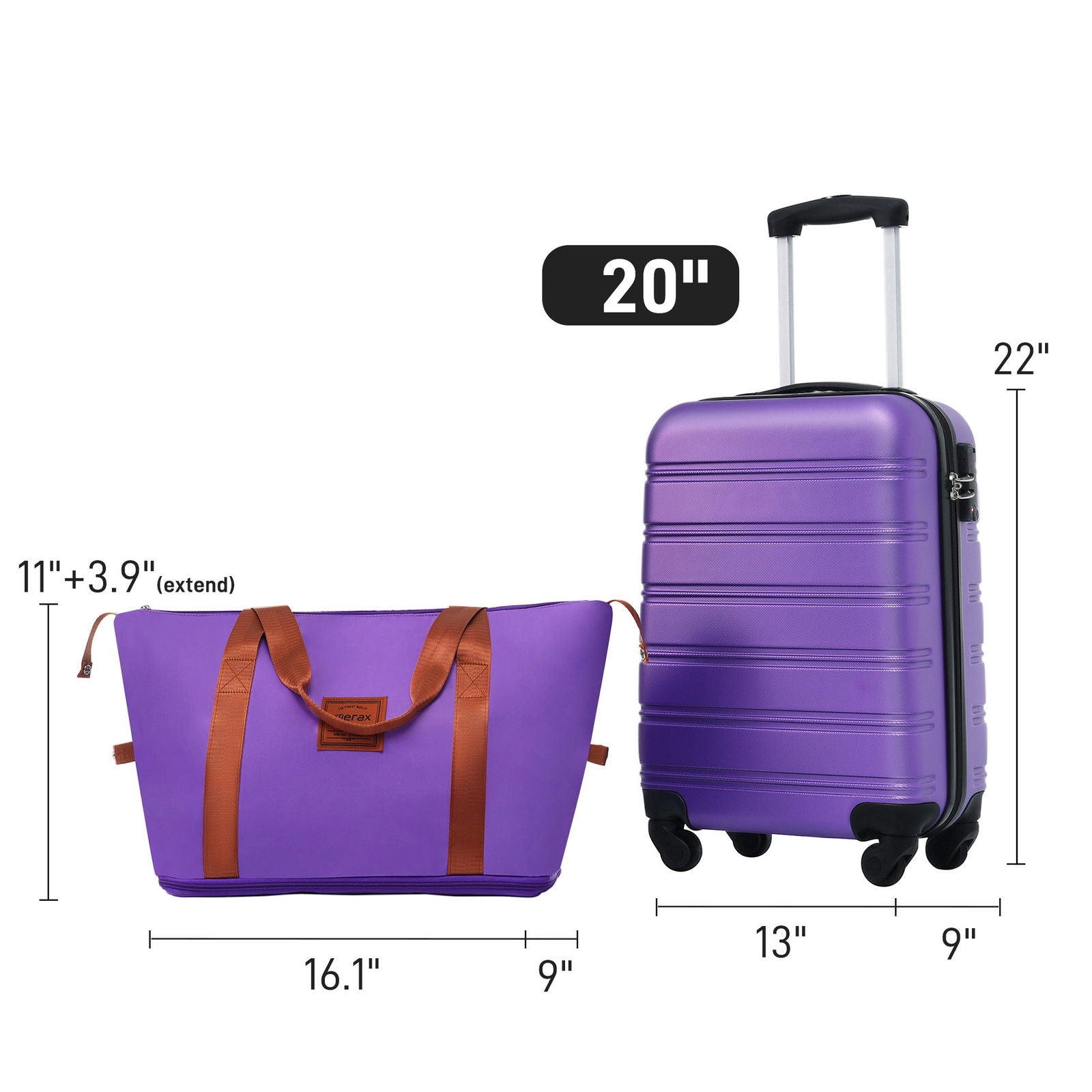 Hardshell Luggage Sets 20inches + Bag Spinner Suitcase with TSA Lock Lightweight himalipasal