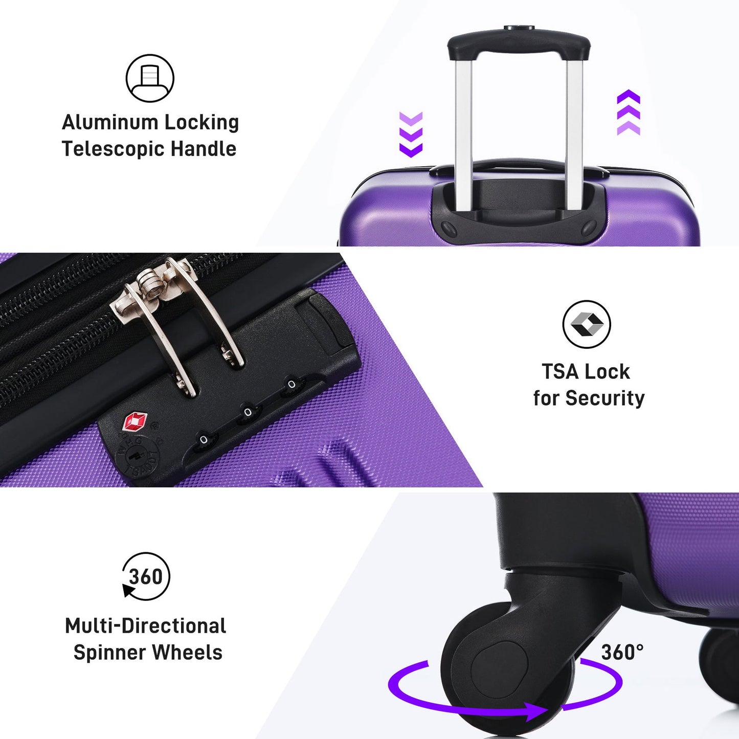 Hardshell Luggage Sets 20inches + Bag Spinner Suitcase with TSA Lock Lightweight himalipasal