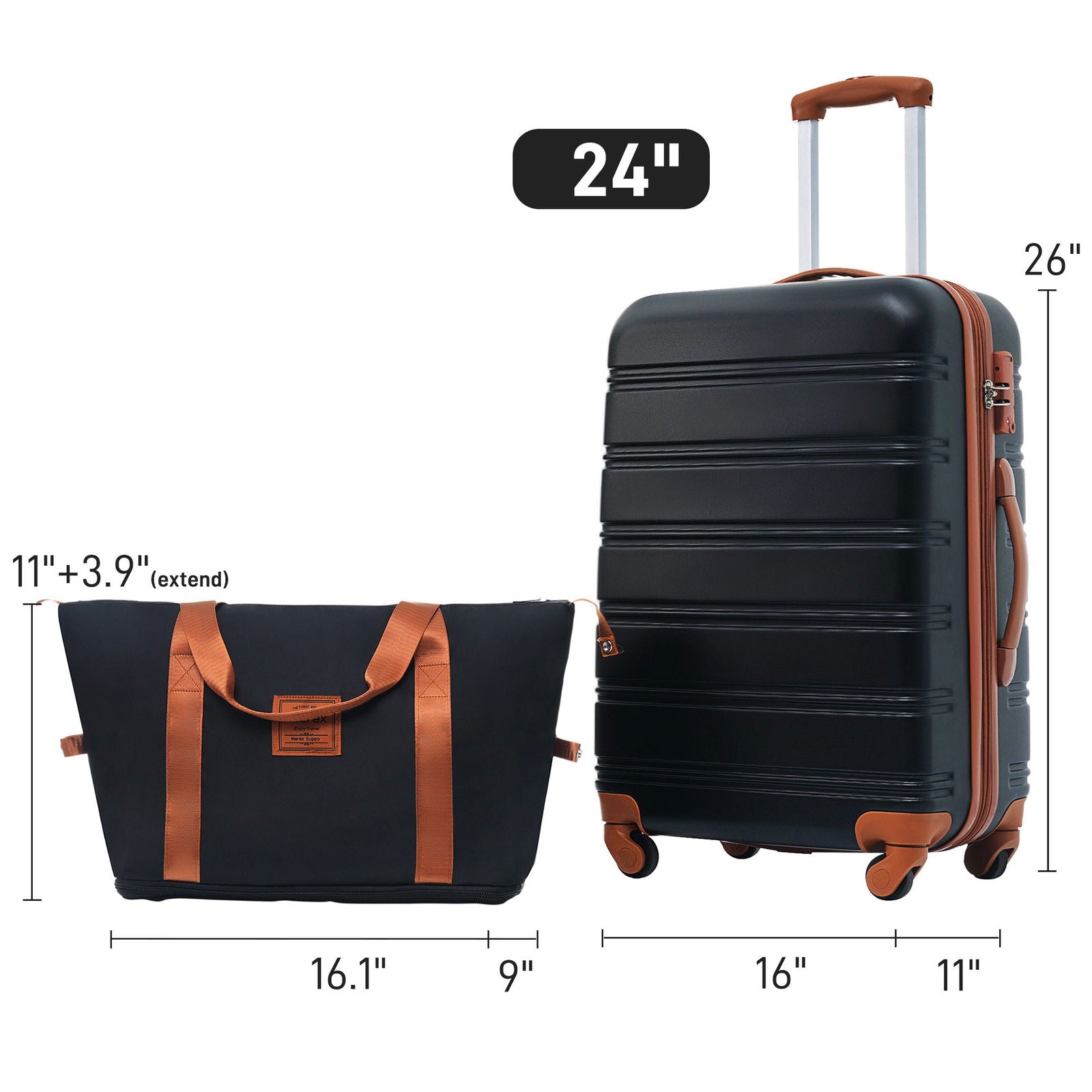 Hardshell Luggage Sets 24inches + Bag Spinner Suitcase with TSA Lock Lightweight himalipasal