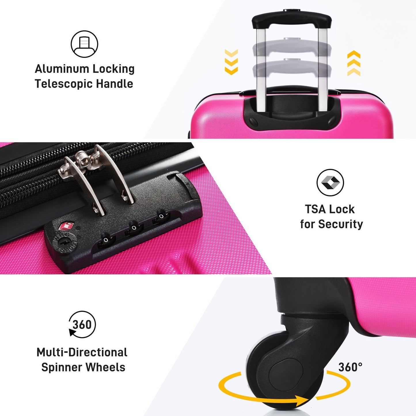 Hardshell Luggage Sets 2Pcs + Bag Spinner Suitcase with TSA Lock Lightweight 20" + 28" himalipasal