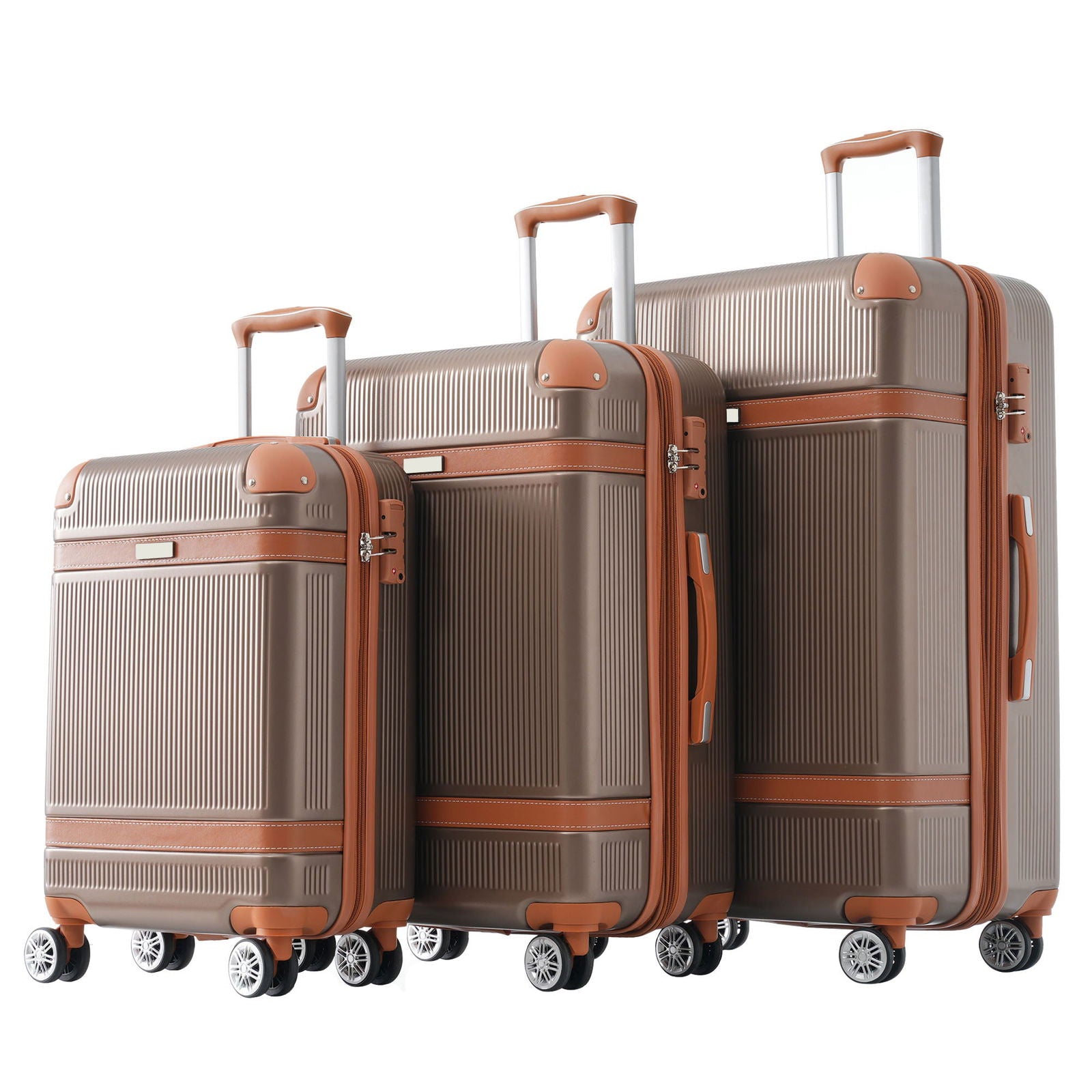 Hardshell Luggage Sets 3 Piece double spinner 8 wheels Suitcase with TSA Lock Lightweight 20''24''28'' himalipasal