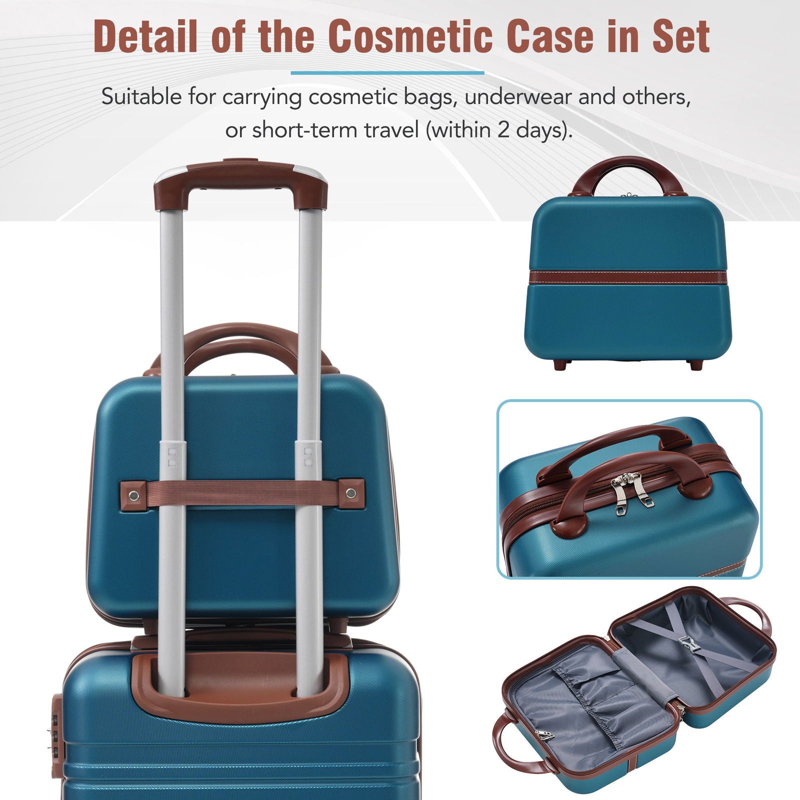 Hardshell Luggage Sets 3 Pieces 20"+28" Luggages and Cosmetic Case Spinner Suitcase with TSA Lock Lightweight,Blue himalipasal