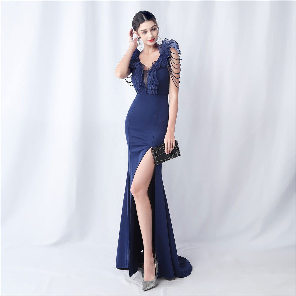 Heavy Industry Organza Wedding Dinner Annual Meeting Satin Evening Dress himalipasal