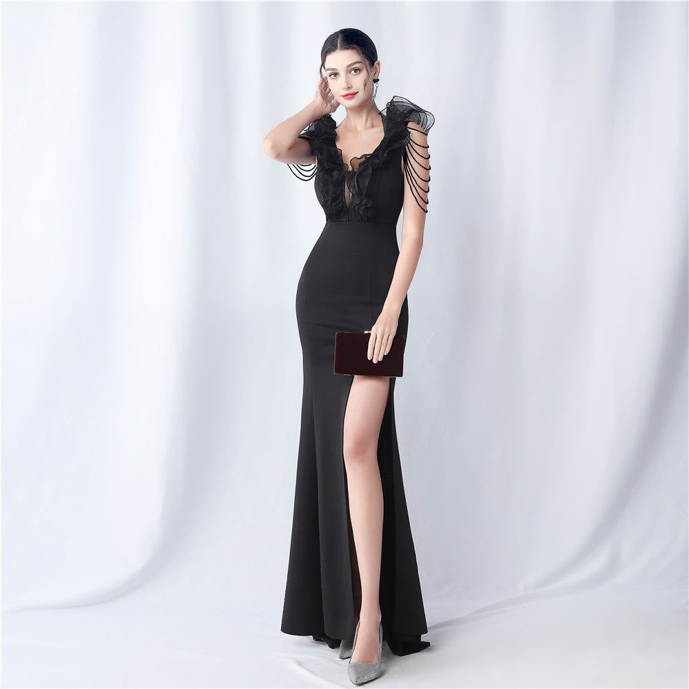 Heavy Industry Organza Wedding Dinner Annual Meeting Satin Evening Dress himalipasal