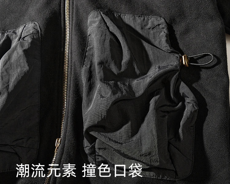 Heavy sweater pocket in winter loose thickened hooded autumn and winter hooded cashmere padded jacket men himalipasal