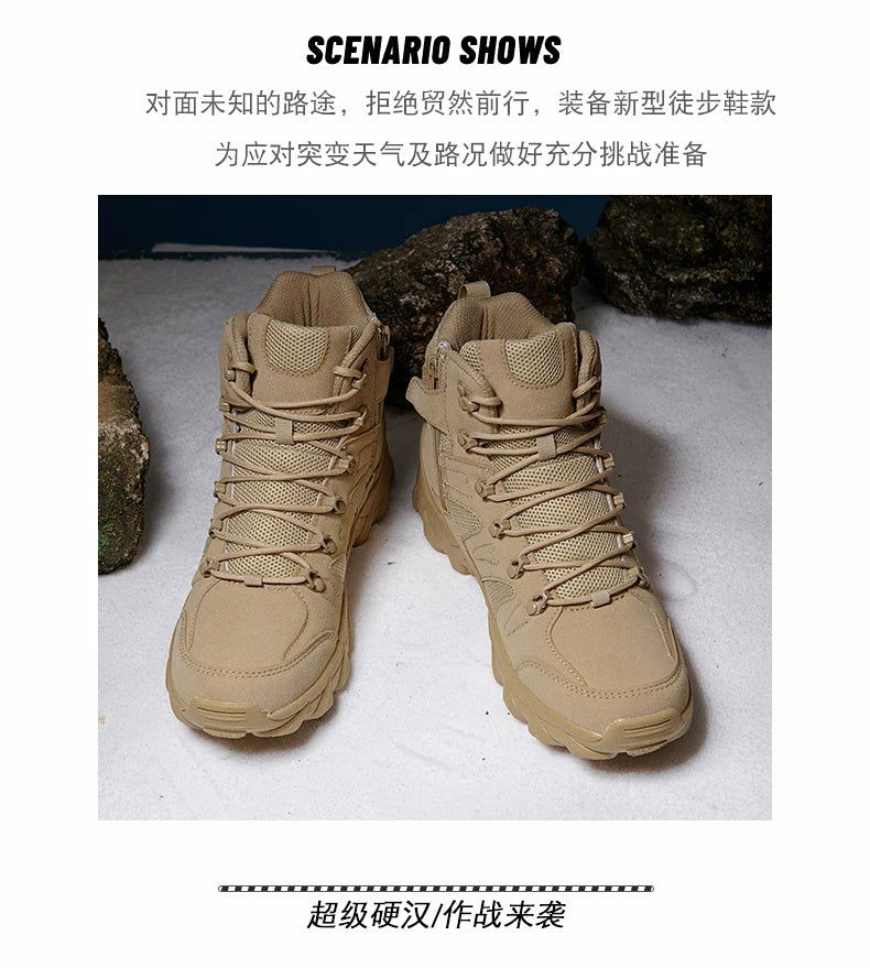 High Boots Hiking Casual Sneaker Male Sneakers Sports and Leisure Outdoor Shoes for Men Wear-resistant Non-Slip Shoes Fabric himalipasal