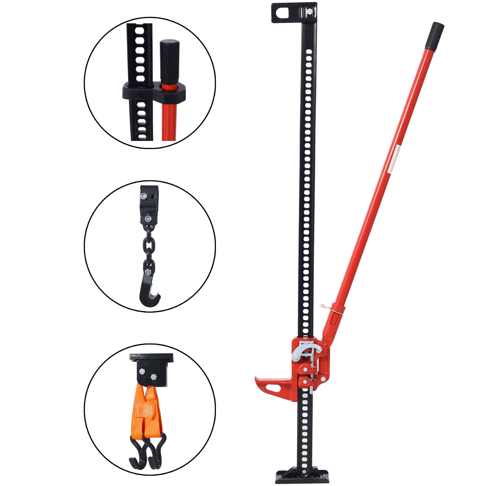 High Lift Farm Jack,60" Utility Farm Jack, 7000 lbs Capacity Ratcheting Off Road Utility Jack, Heavy-Duty Farm Jack for Tractor, Truck, SUV, Bumper Lift, RED himalipasal