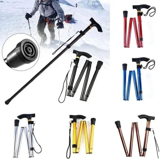 Hiking Camping Mountaineering Poles Walking Stick Telescopic Baton Trekking Poles Folding Cane Crutches Pole Unisex himalipasal