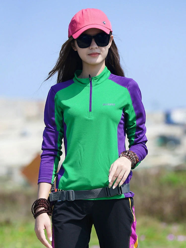 Hiking Shirt Outdoor Women's Collar T-shirt Breathable Quick-drying Thin Long-sleeved Elastics Sport Top Mountaineering Clothing himalipasal