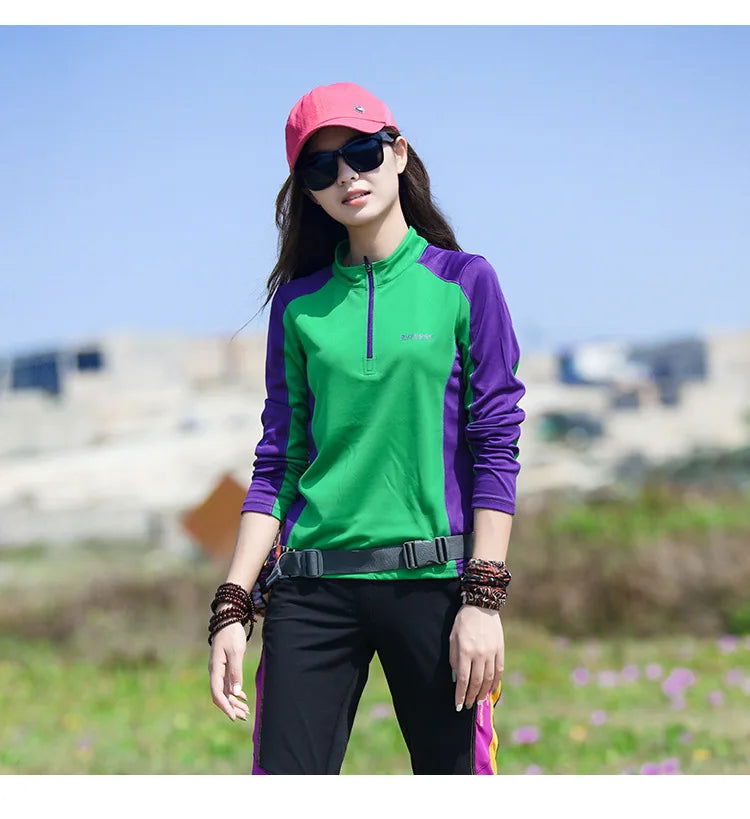 Hiking Shirt Outdoor Women's Collar T-shirt Breathable Quick-drying Thin Long-sleeved Elastics Sport Top Mountaineering Clothing himalipasal