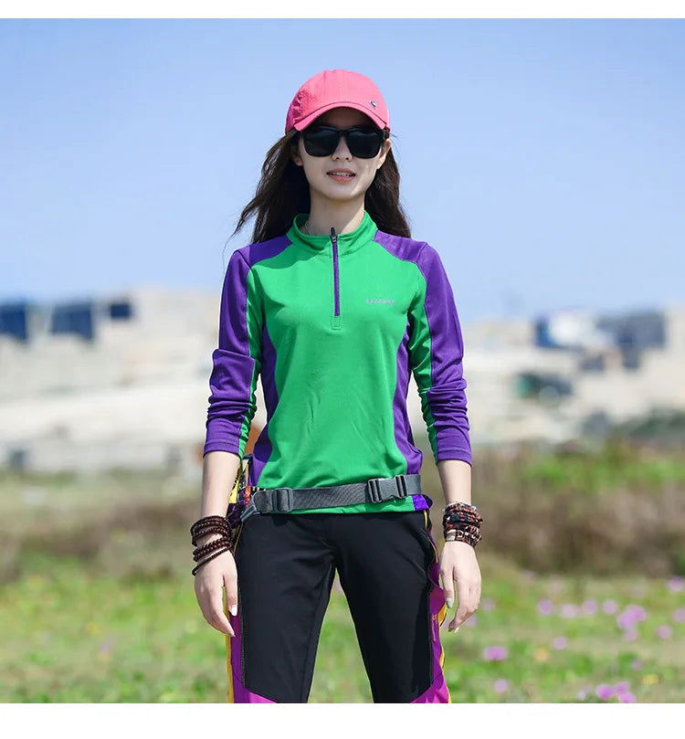 Hiking Shirt Outdoor Women's Collar T-shirt Breathable Quick-drying Thin Long-sleeved Elastics Sport Top Mountaineering Clothing himalipasal