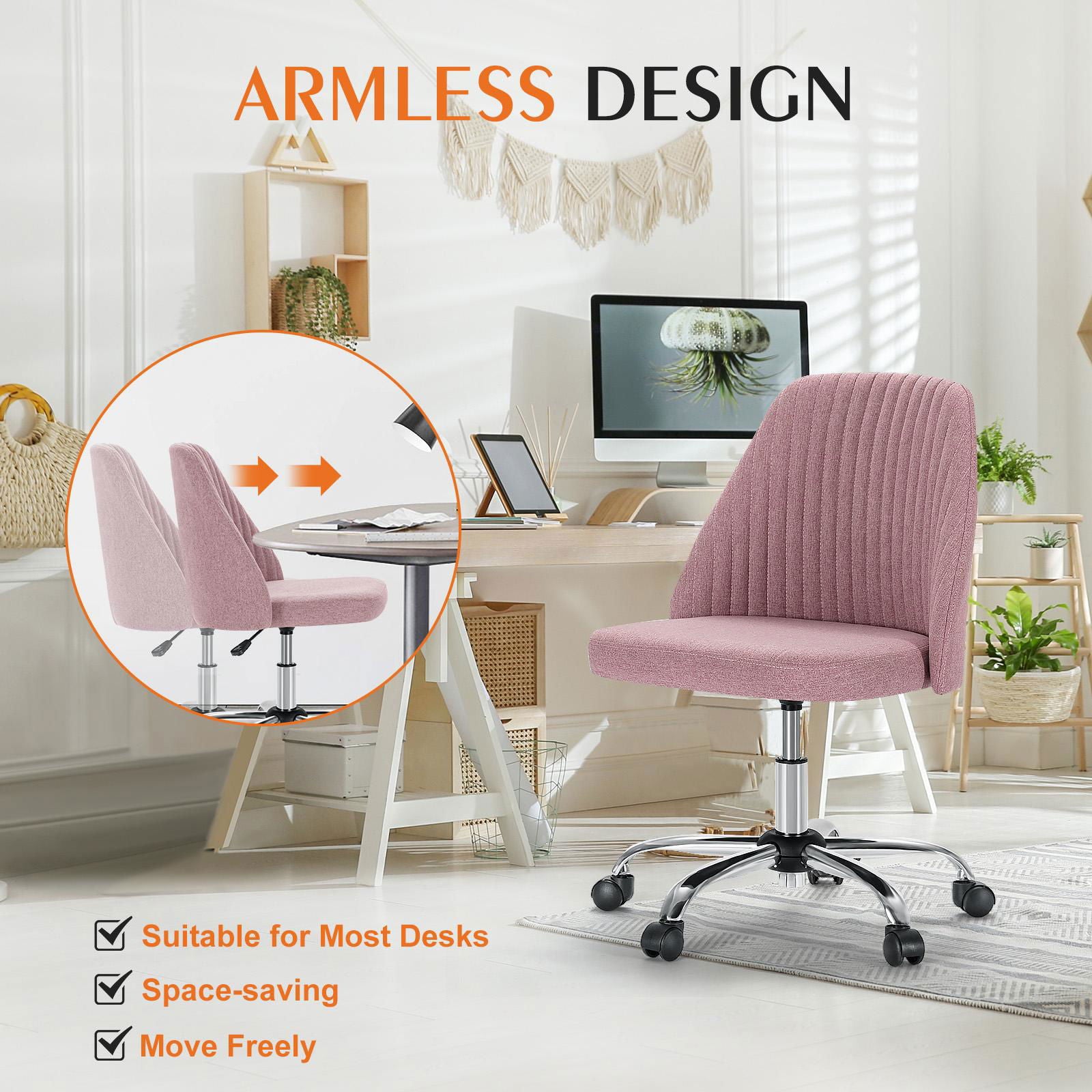 Home Office Desk Chair - Adjustable Rolling Chair, Armless Cute Modern Task Chair for himalipasal